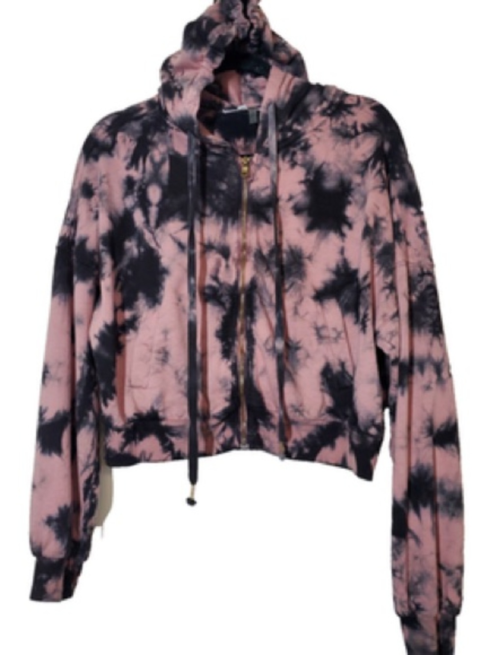 Young Fabulous & Broke Pink and Black Tie-Dye Zip Grunge Hoodie